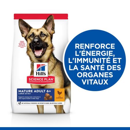 CROQUETTES CHIEN SCIENCE PLAN ADULT MATURE 6+ GRANDE RACE POULET - HILL'S