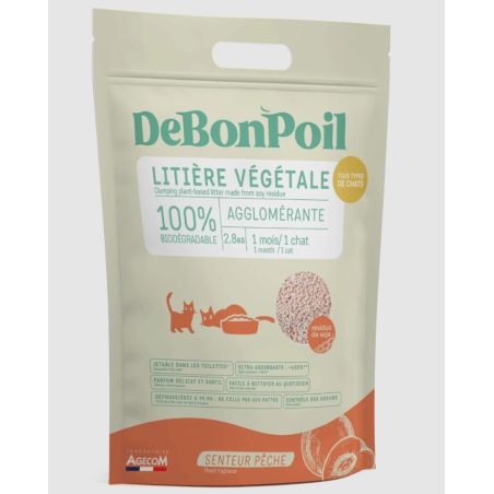 Litière naturelle biodegradable pêche 6 L - Essentiel