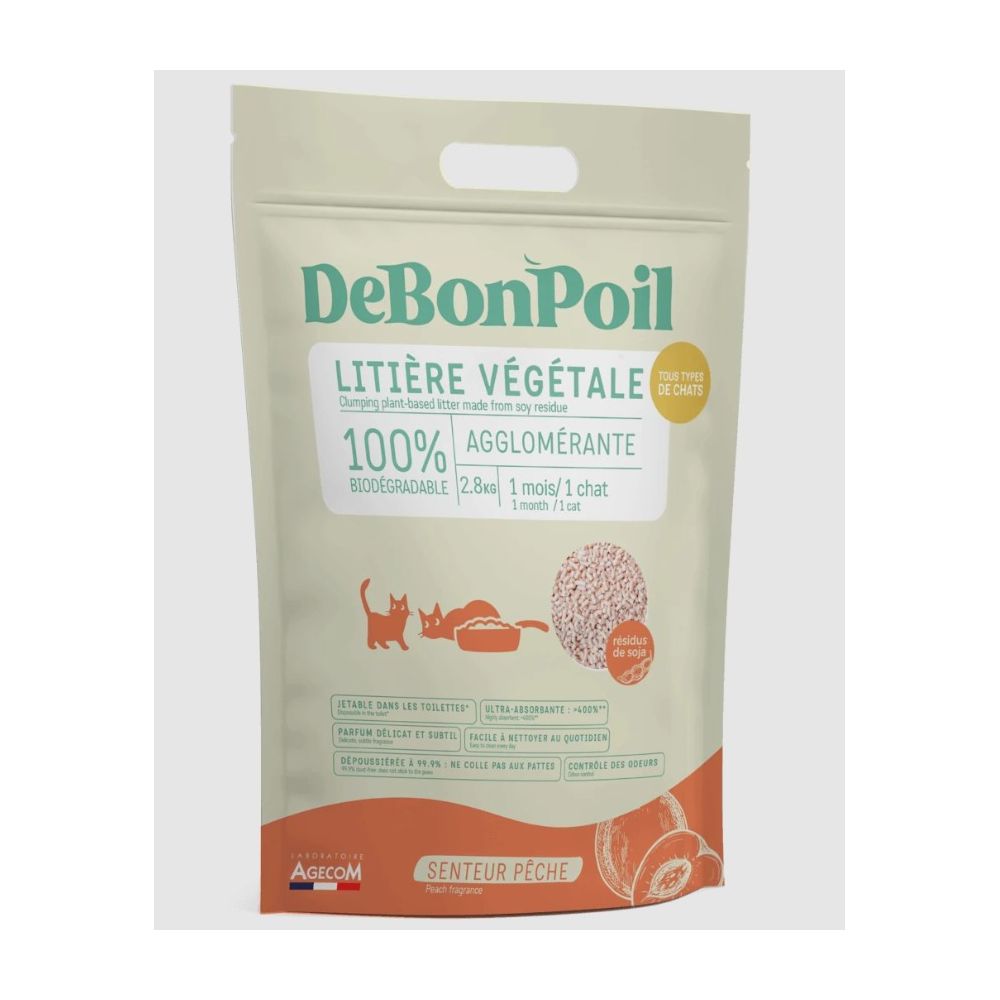 Litière naturelle biodegradable pêche 6 L - Essentiel