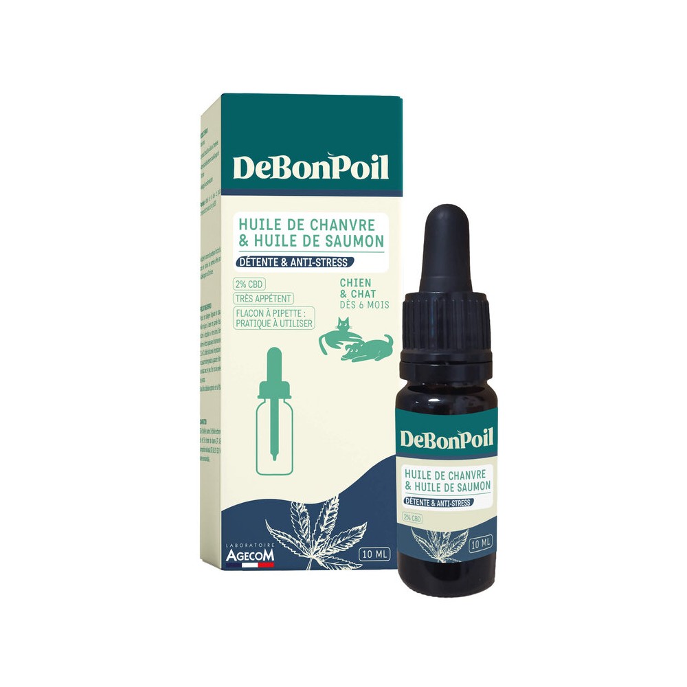 Huile CBD 2% DeBonPoil Détente Anti-stress Chien Chat 10 ml