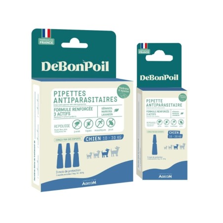 Pipettes Antiparasitaires Chien 10 à 30 kg DEBONPOIL