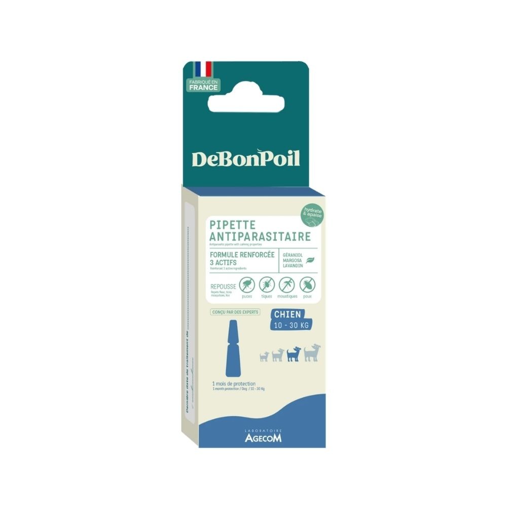 Pipettes Antiparasitaires Chien 10 à 30 kg DEBONPOIL - 1 pipette