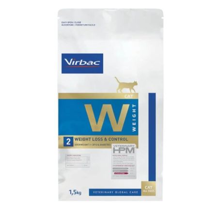 CROQUETTES CHAT VETERINARY HPM CAT W2 WEIGHT LOSS&CONTROL - VIRBAC